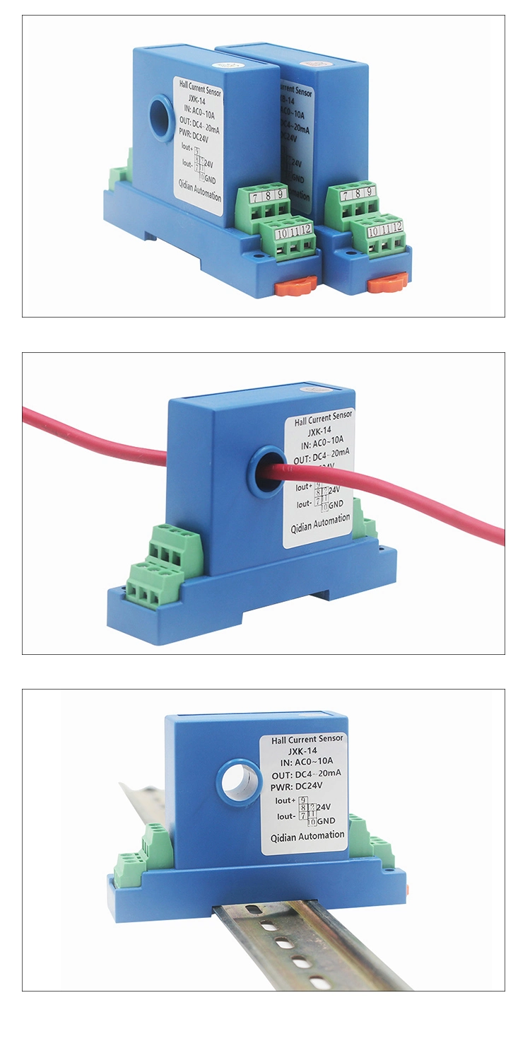 Hall Effect 0-10V 4-20mA 1-5V DC Output AC Current Sensor 2 Wire Current Transmitter DC24V Power Current Transducer for Sale