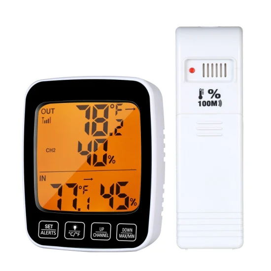 LCD-Funkwetterstation, Temperatur- und Luftfeuchtigkeitsmesser, Monitor, Touch-Taste