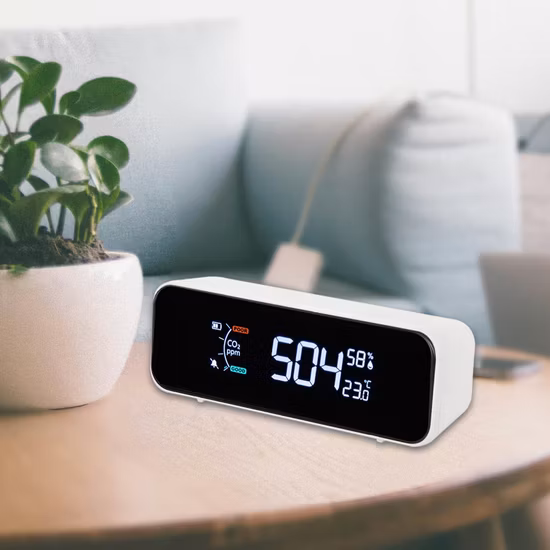 Thermometer, kabelloser Temperatur- und Luftfeuchtigkeitsmonitor mit Hintergrundbeleuchtung und Wecker für Zuhause, Hotelzimmer
